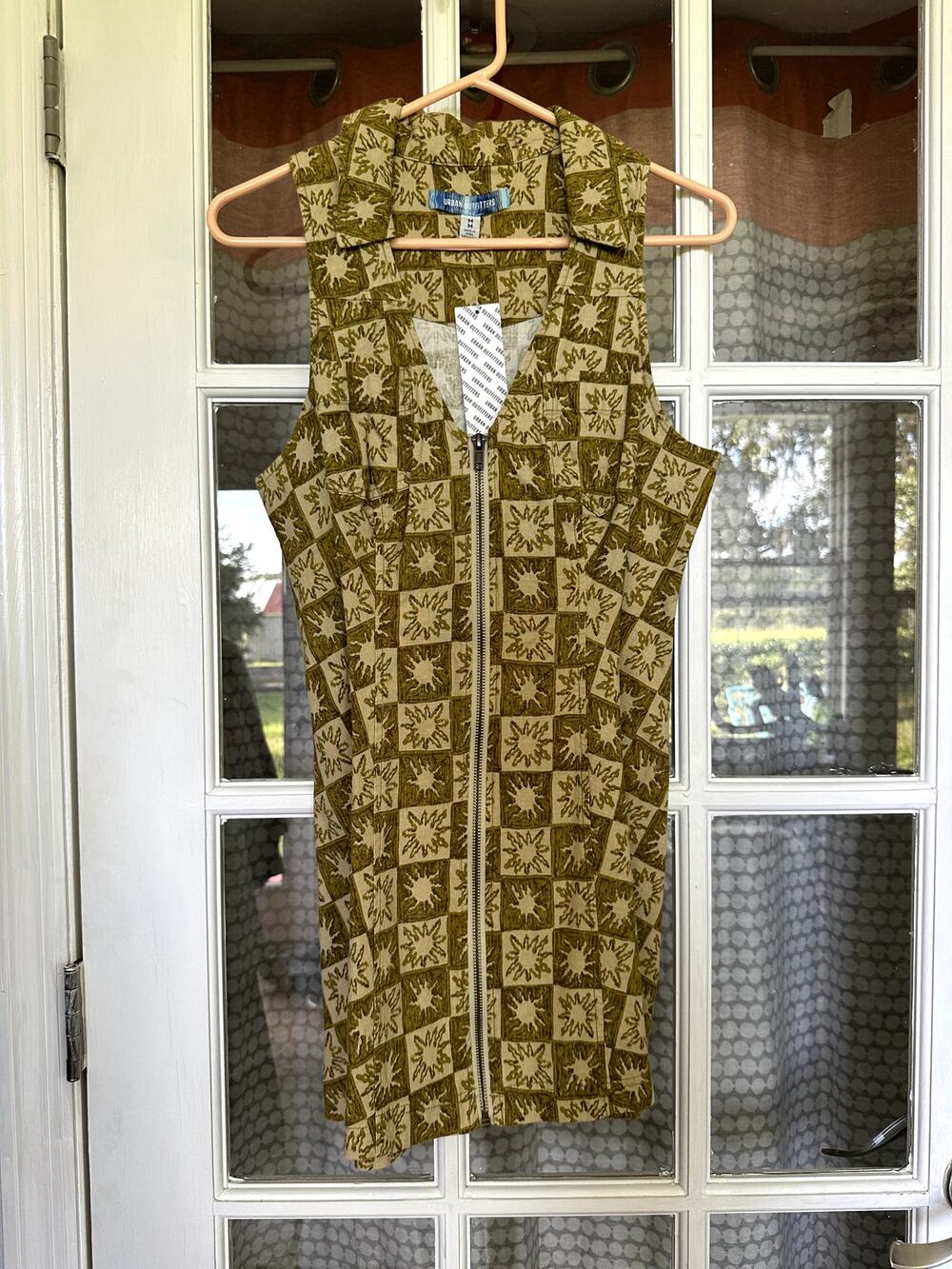 NWT Urban Outfitters Freya Sunshine Collared Zip Mini Dress Linen Blend Green M